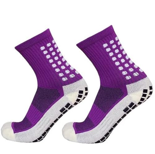 Image of Football Grip Socks Men and Women Non-Slip Silicone Bottom Soccer Grip Socks (UK, Numeric, 5, 9, Purple)