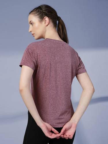 Image of CHKOKKO Womens Stylish Activewear Quick Dry Lightweight Breathable Printed Round Neck Half Sleeve Regular Fit Gym T Shirt for Sports Yoga and Training