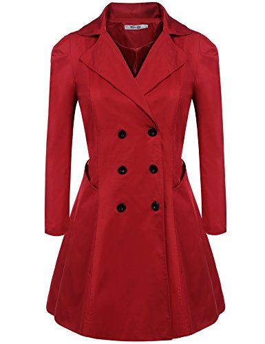 Meaneor Women's Plus Size Long Sleeve Lapel Collar Double-Breasted Trench Coat (L-4XL)