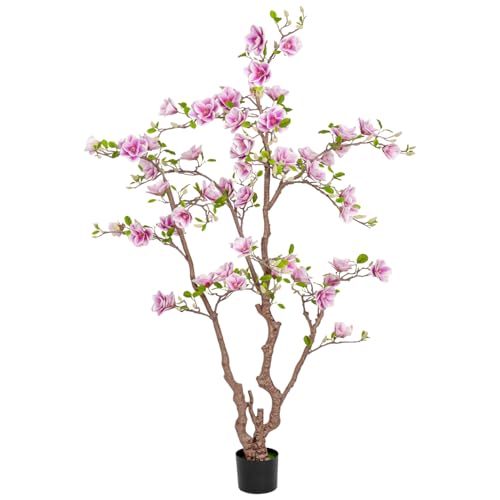 Faux Magnolia Tree 6.8 feet tall with white-purple flowers