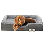 Fur & Bone Large Dog Bed (88 x 64 x 20 cm) – Dog Bed with Soft Cushion, Orthopedic Dog Beds, Removable Plush Velvet Cover, Waterproof Layer, Non-Skid Bottom - Supports Better Sleeping Positions