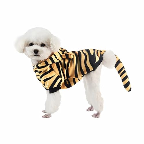 Nacoco Halloween Dog Tiger Costume Pet Cosplay Clothes Cat Coat Hoodie Warm Winter Apparel For Cat Small Medium Dogs (L) #TOP3