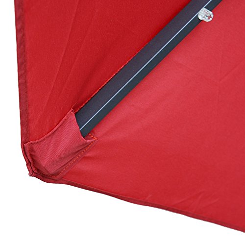 SNAIL 9 feet Solar Powered LED Patio Umbrella with 32 Lights, Illuminated Outdoor Aluminum Market Umbrella with Push Button Tilt, Burgundy - Thumbnail 5