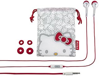 iHome Hello Kitty Noise Isolating Earbuds with in Line Microphone and Protective Pouch