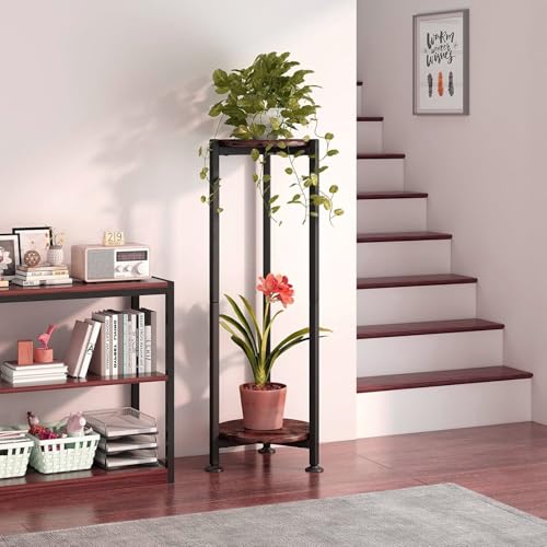 Image of Dime Store Metal Tall Corner End Table Side Table 2-Tier Round Stylish Plant Stand Bedside Table Corner Display Stand for Decorative Showpieces and Flower Vase for Living Room , Bedroom