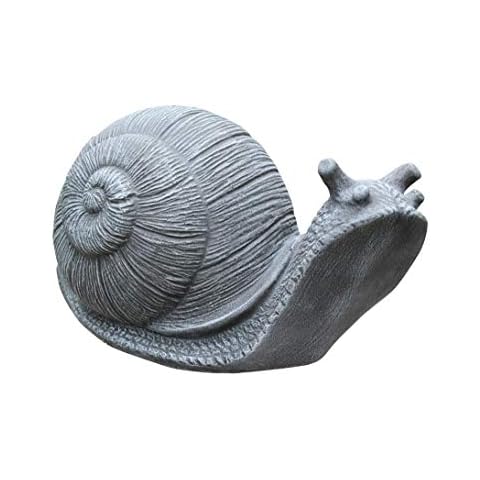 Tiefes Kunsthandwerk Steinfigur Schnecke - Schiefergrau, Deko Figur Garten Stein frostsicher Cover