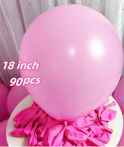 Image of 90 Pack Pink Balloons 18 Inch Pink Latex Large Balloons - Various Party Decorations