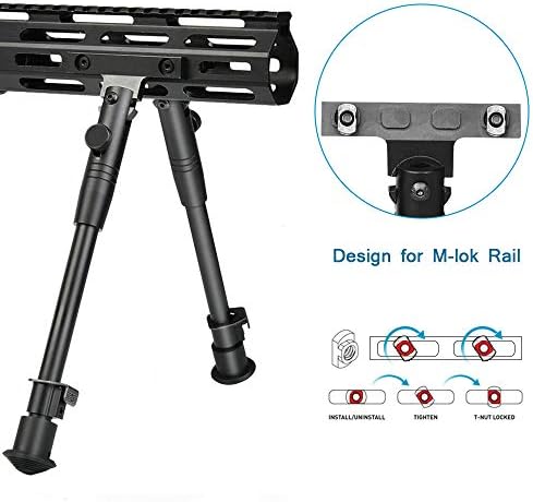 MidTen 6.5-9 Inches M-lok Bipod Adjustable Aluminum Black