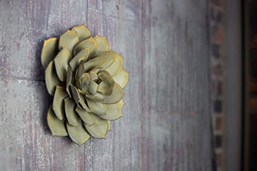 Desert Steel Blue Rose Succulent Statue - (Medium - 16" W) - Artificial Metal Plant Decor - Cactus Indoor Outdoor Decoration - Sculpture For Tabletop Windowsills Wall #TOP2