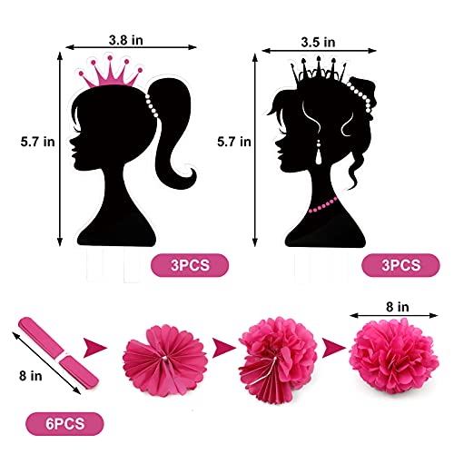Palksky 6 Pcs Girl Birthday Party Decorations Supplies - Pink Table Centerpieces Paper Flowers For Paris Princess Theme Party #TOP1