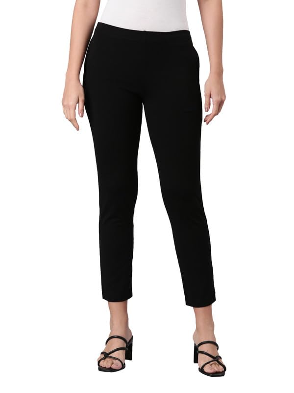 Image of GO COLORS Ponte Smart Kurti Pants Full Length for Women | Breathable, Mid Rise