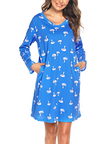ENJOYNIGHT Women's Long Sleeve Cotton Print Nightgown #TOP18