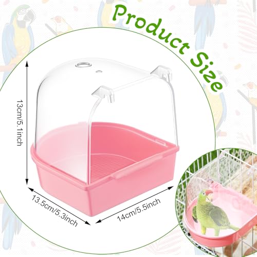 Image of Honeydak 3 Pieces Clear Bird Bath for Cage Parakeet Bird Cage Accessories Hanging Bath Box Parrot Bathing Tub with View for Cockatiel Conure Canary Budgies Parrots (Fresh Color)
