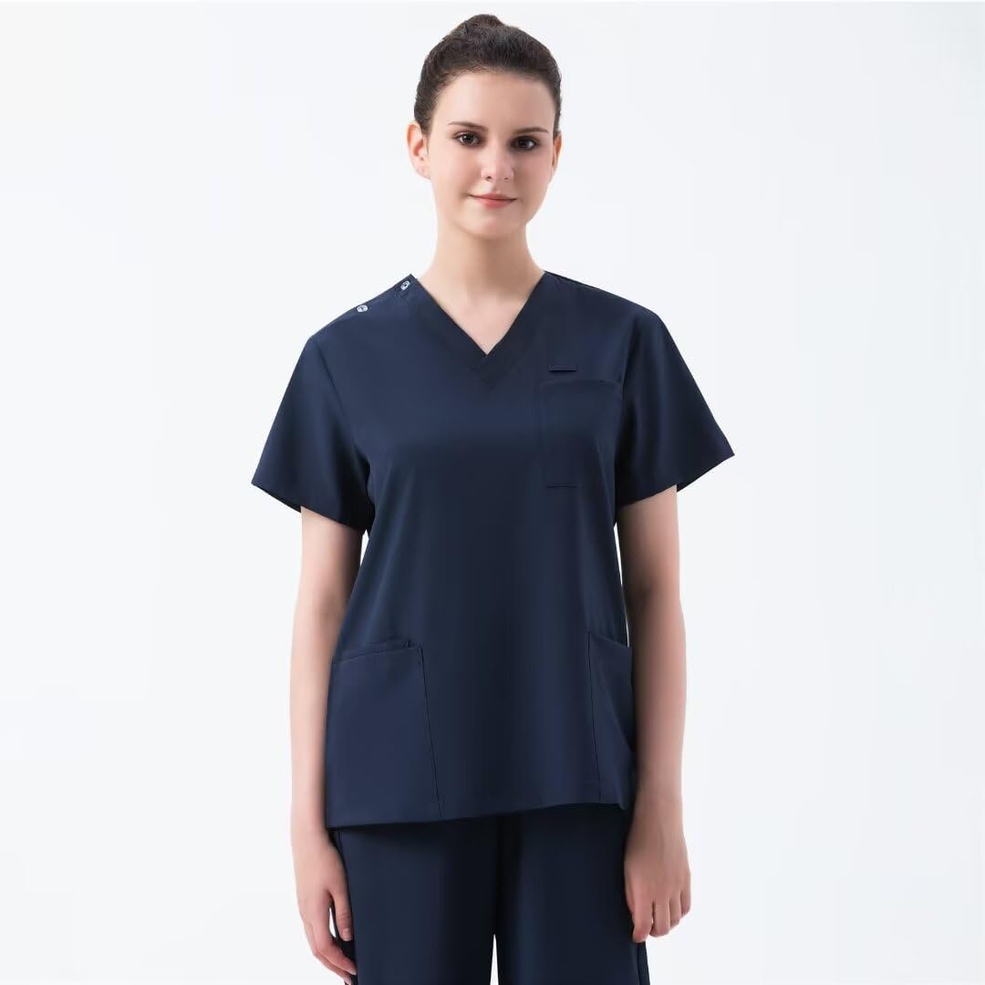 Scrubs for Women Set Modern V Neck Scrub Top & Cargo Pants Nursing Scrubs with 6 Pockets - Image 7