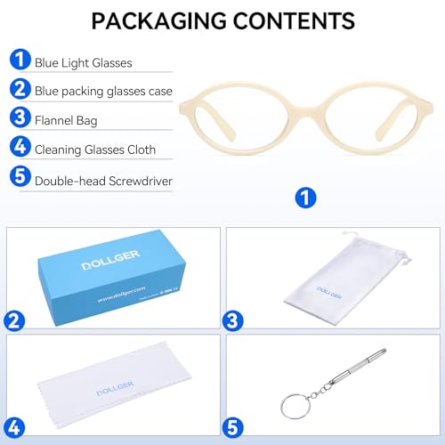 Image of Dollger Oval Blue Light Glasses for Women Men Fashion Retro 90s Small Frame Computer Glasses