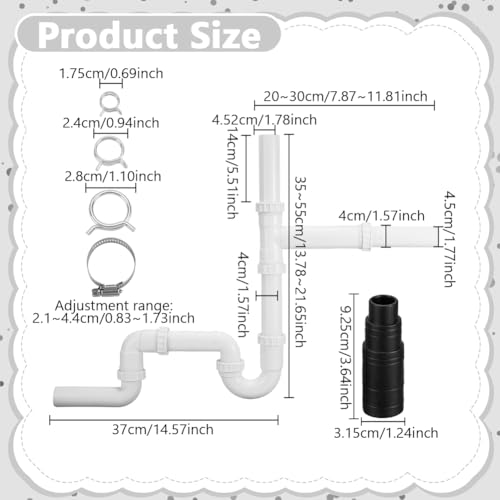 NBEADS 1 Set Garbage Disposal Installation Kit, Double Sink Waste Drain Pipe Kit with Grabage Disposal Connector for Kitchen Sink, Simple Install, Leak Proof - Thumbnail 2