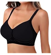Fairy Women's No Wire Mesh Bra with Soft Support V-Neck Lace Bralette