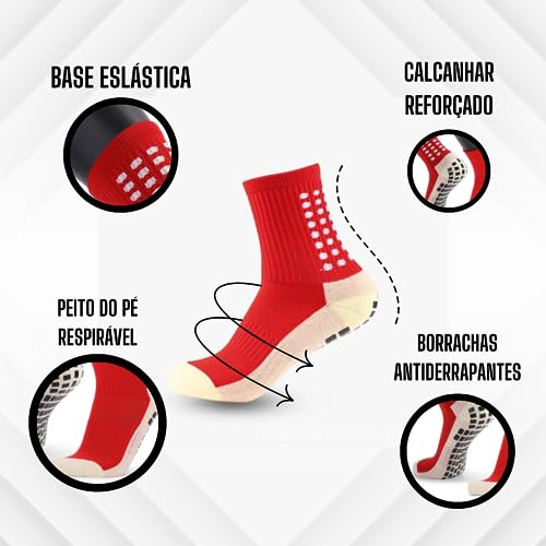 Meias Antiderrapante Esportivas Masculino Feminino Para Futebol Crossfit Basquete Voleibol Corrida T