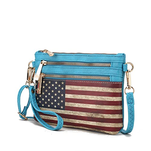 Image of J'OMOR BY MIA Crossbody Bag for Women, American Flag Shoulder Bag, Vegan Leather Wristlet Bag Handbag Purse