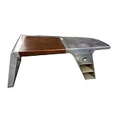 NauticalMart Aviation Furniture Aluminum Table Aviator Wing Desk Industrial Airplane Desk for Home Office