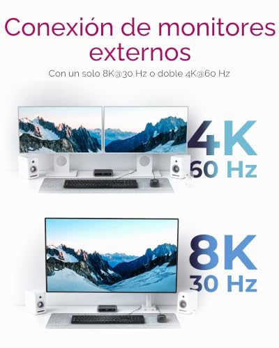 Concentrador Thunderbolt 4 para optimizar escritorios con dos monitores 4K y portátiles USB-C 4