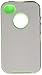 Hybrid Body Armor Rubber Silicone Cover Case For Iphone 4 4S, Three Layer - Gray+Green