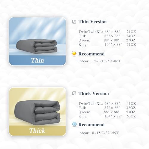 sunflower Comforter Duvet Insert Full Size Steel Gray Down Alternative Filling 100% Cotton Shell All Season Hypoallergenic Warm Breathable Noiseless Machine Washable with Corner Taps by sunflower - Image 2