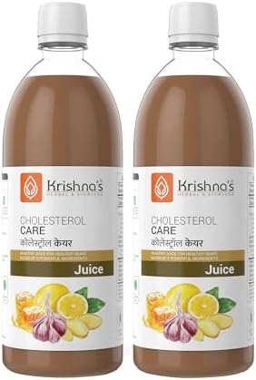 KRISHNA'S HERBAL & AYURVEDA Cholesterol Care Juice - 500 Ml (Pack Of 2) | Contains Honey With Apple Cider Ginger Garlic, Sugar Free, Helps In Digestion, Made In India