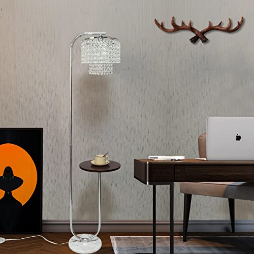 Hsyile Arc Crystal Floor Lamp For Living Room - Marble Base Modern Tall Stand Up Light With Table,Contemporary Over The Couch Chrome Lamp Standing Lamps For Bedroom Office Living Room #TOP2