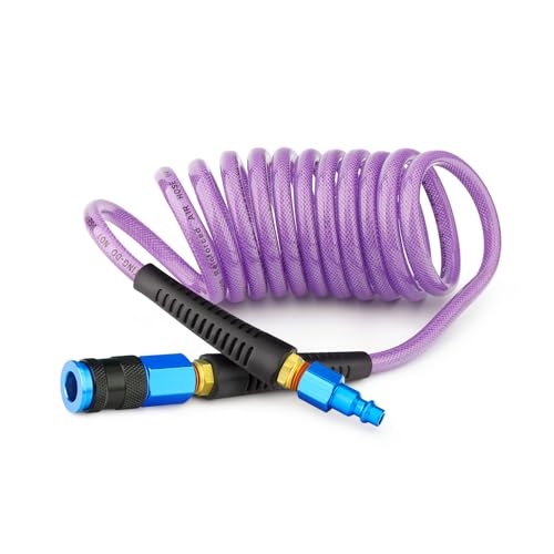 GASHER 1/4" x 10FT Purple Reinforced Polyurethane Air Hose W