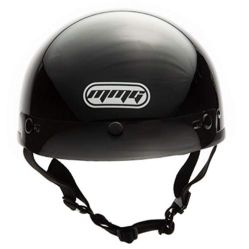 Mmg Half Helmet Classic Open Face Design Dot Goggles Included - Glossy Black, Xlarge #TOP6