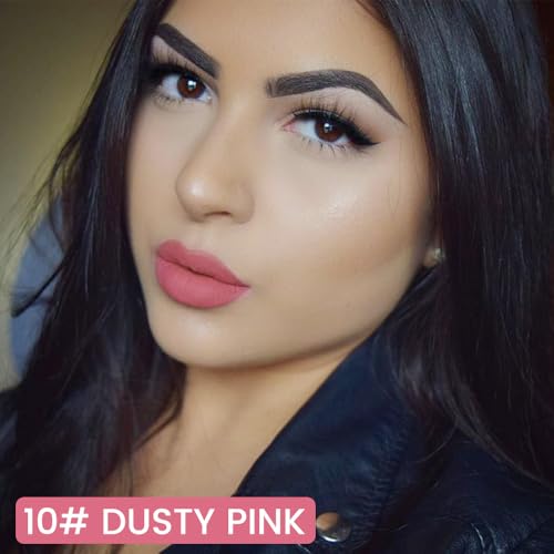 Image of evpct Longwear Liquid Lip Liner Stain Marker Pen Long Lasting Waterproof, Dusty Pink Matte Semi Permanent 24 Hour Lip Liner and Lipstick Combo, Korean Color Stay Lipliner All Day, Lips Stain peel off