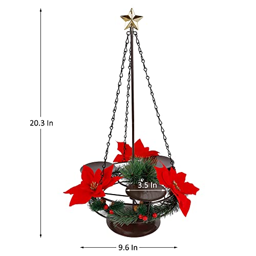 Guoou Christmas Candle Holder Centerpiece, Christmas Table Poinsettia Centerpiece Tealight Candle Holder For Christmas Home Decoration #TOP2