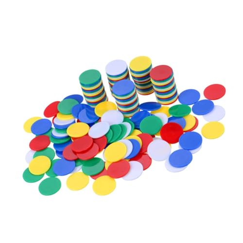 Fichas de plástico de 19 mm y 2 mm de grosor en colores sólidos mixtos para bingo, 200 unidades