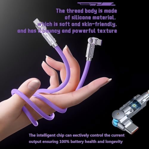 Image of USB-C to USB-C Cable 2 Pack 5ft 180Rotating Charger Cord Type C Chubby Silicone USB C to C Cable Type C Fast Charging Cord for iPhone 17 16 15 Samsung Galaxy S26 S25 S24 S23 S22,Laptops