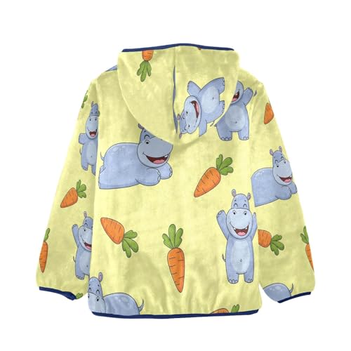 Happy Hippo and Carrots Toddler Fleece Jacket Girl Boys Hooded Fleece Jacket Coat Warm Outwear Zip-up 3-10T2