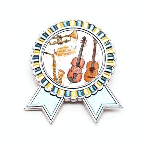 Broche guitare aquarelle artistique en métal, finition soignée taille M