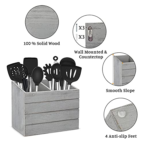 Megsooul Kitchen Utensil Holder For Countertop, Wood Utensil Caddy For Kitchen Countertop, Utensil Crock Holder For Kitchen,Large Utensil Flatware Organizer, Kitchen Utensil Organizer For Countertop… #TOP3