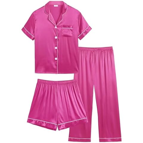 SWOMOG Kids Satin Pyjamas 3 Piece Set Cover