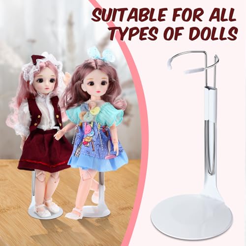 Image of Yaocom 24 Pcs Doll Stands Adjustable Action Figure Stands with Expandable Waist Wire for 8 inch-12 inch Dolls Action Figure (White, Silver)