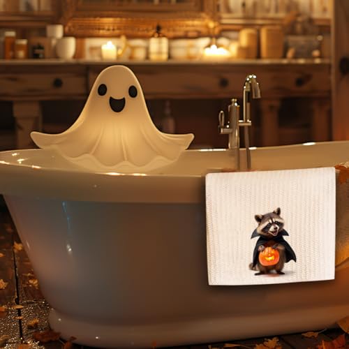 Funny Halloween Cute Raccoon Hand Towels for Bathroom,1 PCS Raccoon Decor Kitchen Towels,Animal Decorative Towels for Kids' Bathroom,Raccoon Gifts for Women, Pet Owners Housewarming-C08 — view 4