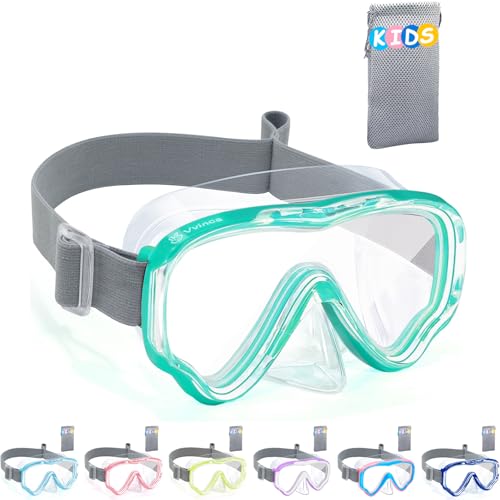 Vvinca Kids-Goggles with Nose Cover, Diving Mask Elastic Fabric Strap Anti Fog Anti Shattered Lens for Kids Swim Goggles 3-14
