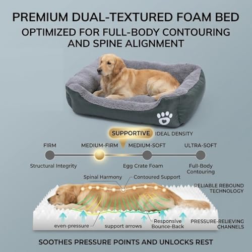 Supergift.Com Soft & Fluffy Pet Bed - Anti-Anxiety Washable Bed For Dogs And Cats - Non-Slip Base - Dog & Cat Bed - Warm And Cosy - Grey (Medium) - 6