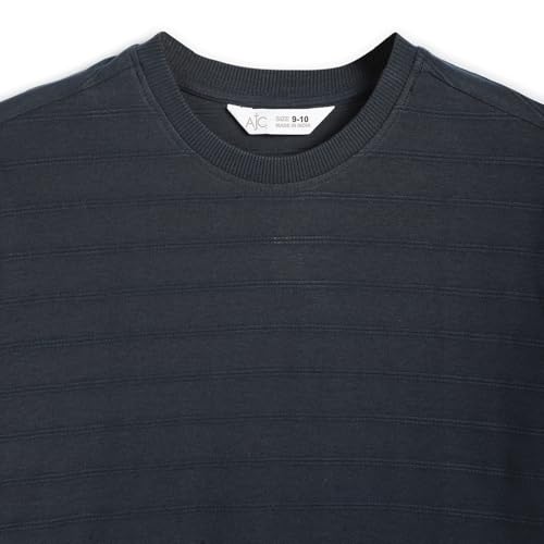 Image of Alan Jones Clothing Boys Oversized T-Shirt with Embossed Stripe Design | Half Sleeve Round Neck Casual Tee for Kids