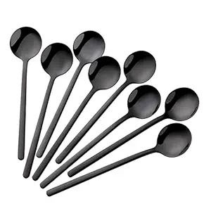 Poylim Demitass 18/10 Stainless Steel Teaspoons, Set of 8 (Black)