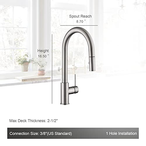 Aguastella As60Bn Brushed Nickel Kitchen Sink Faucet With Pull Down Sprayer Single Handle #TOP1