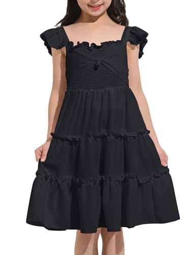 Girls Summer Dresses Sleeveless A-Line Tiered Dress Tween Girl Sundress 4-12Y