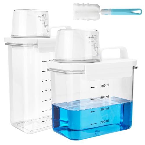 POFIBO Washing Powder Storage - 2 PCS 1100/1800 ml Laundry Powder Storage, Laundry Detergent Storage, Easy to Hold, Graduated, Multi-Purpose Detergent Organizer for Laundry Powder Fragrance