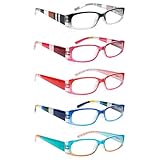 SIGVAN 5 Pack Spring Hinge Reading Glasses Rectangular Fashion Quality Readers for Men and Women (Multicolour 1, 2.50, x)