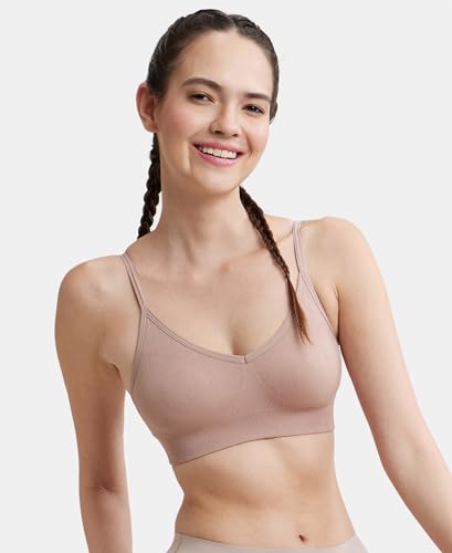 Image of Jockey FE53 Women's Wired Padded Super Combed Cotton Elastane Strech Medium Coverage Plunge Neck Pushup Bra with Multiway Styling
